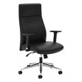 Hon Basyx Leather Executive Chair, Adjustable Arms, Black BSXVL108SB11